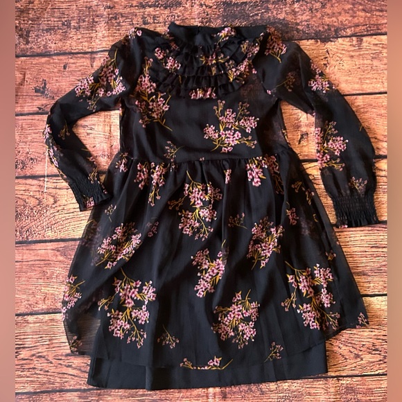 Who What Wear Chiffon Mini Dress Long Sleeve Floral Ruffle Trim Pullover Size XS - Picture 4 of 12